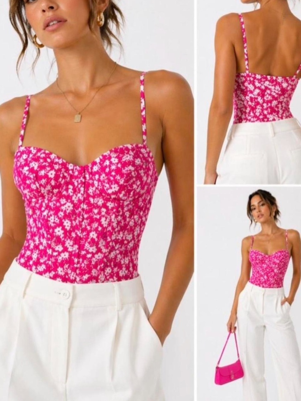 Zara Pink and White Floral One-Piece Swimsuit